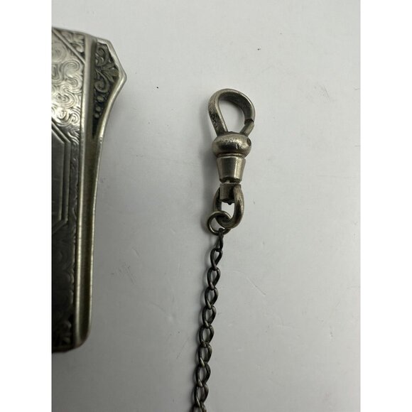 Vintage Antique Silverplate Belt Slide Watch Chain Art Deco - Picture 4 of 9